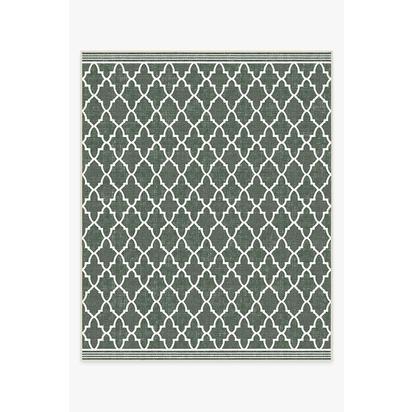 Varia Trellis Forest Green Outdoor Rug - 245 x 305 cm - Rug + Pad System