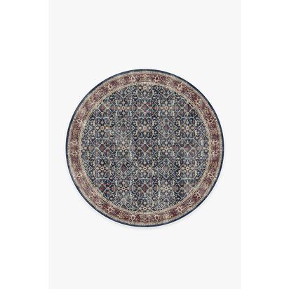 Celestine Sapphire Flatwoven Rug - 185 Round cm - Rug + Pad System