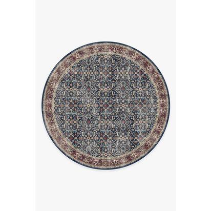Celestine Sapphire Flatwoven Rug - 245 Round cm - Rug + Pad System