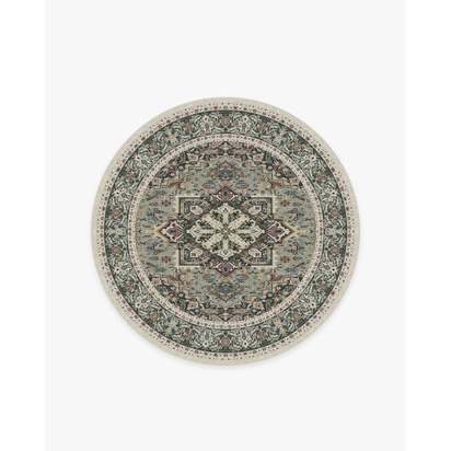 Hendesi Heriz Sage Flatwoven Rug - 185 Round cm - Rug + Pad System