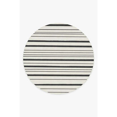 Hudson Stripe Black Flatwoven Rug - 245 Round cm - Rug + Pad System