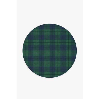 Buffalo Plaid Blackwatch Flatwoven Rug - 185 Round cm - Rug + Pad System