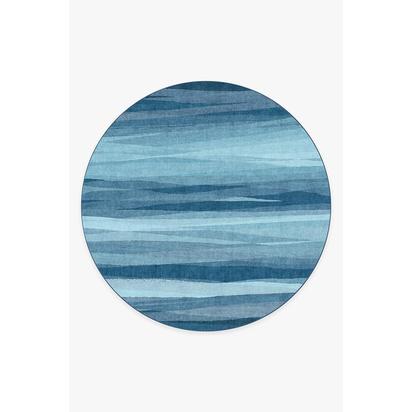 Meridian Blue Flatwoven Rug - 245 Round cm - Rug + Pad System