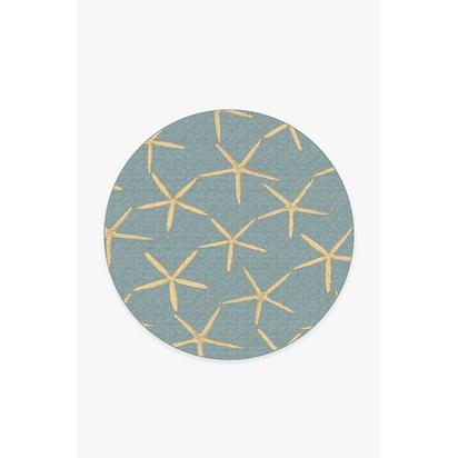 Starfish Pale Blue Flatwoven Rug - 185 Round cm - Rug + Pad System