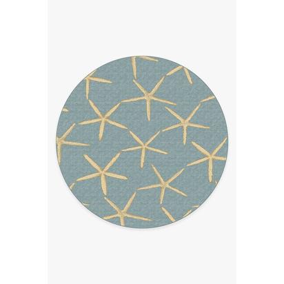 Starfish Pale Blue Flatwoven Rug - 245 Round cm - Rug + Pad System