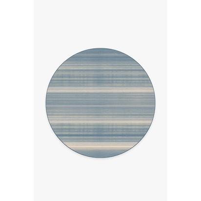 Coastal Linear Stripe Slate Flatwoven Rug - 185 Round cm - Rug + Pad System
