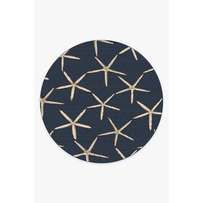 Starfish Navy Flatwoven Rug - 245 Round cm - Rug + Pad System