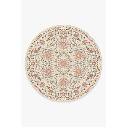 Suzani Coral Flatwoven Rug - 245 Round cm - Rug + Pad System
