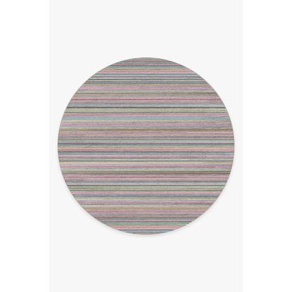 Multi Stripe Polychrome Flatwoven Rug - 245 Round cm - Rug + Pad System