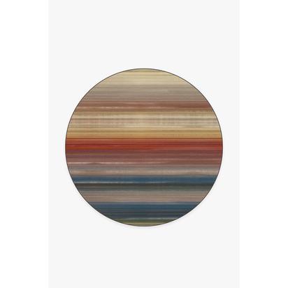 Linear Striped Multicolour Flatwoven Rug - 185 Round cm - Rug + Pad System