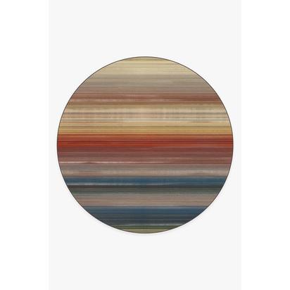 Linear Striped Multicolour Flatwoven Rug - 245 Round cm - Rug + Pad System