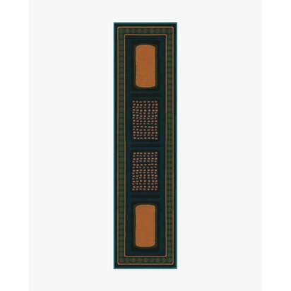 Nerissa Teal & Gold Flatwoven Rug by Architectural Digest - 75 x 305 cm - Rug + Pad System