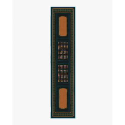 Nerissa Teal & Gold Flatwoven Rug by Architectural Digest - 75 x 365 cm - Rug + Pad System