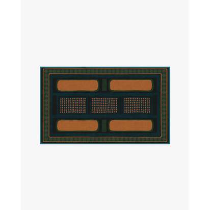 Nerissa Teal & Gold Flatwoven Rug by Architectural Digest - 90 x 150 cm - Rug + Pad System