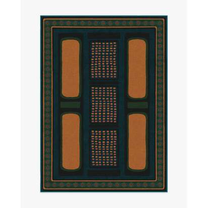 Nerissa Teal & Gold Flatwoven Rug by Architectural Digest - 150 x 215 cm - Rug + Pad System