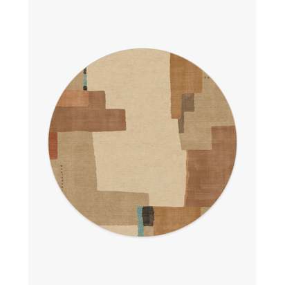 Ananda Natural Pop Flatwoven Rug by Architectural Digest - 185 Round cm - Rug + Pad System