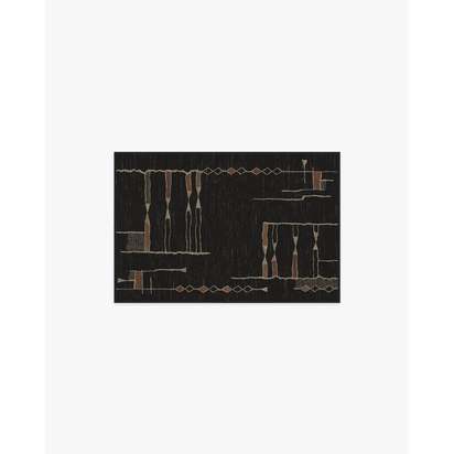 Nisa Ink Black Flatwoven Rug by Architectural Digest - 60 x 90 cm - Rug + Pad System