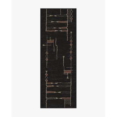 Nisa Ink Black Flatwoven Rug by Architectural Digest - 75 x 215 cm - Rug + Pad System