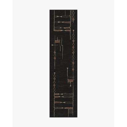 Nisa Ink Black Flatwoven Rug by Architectural Digest - 75 x 305 cm - Rug + Pad System
