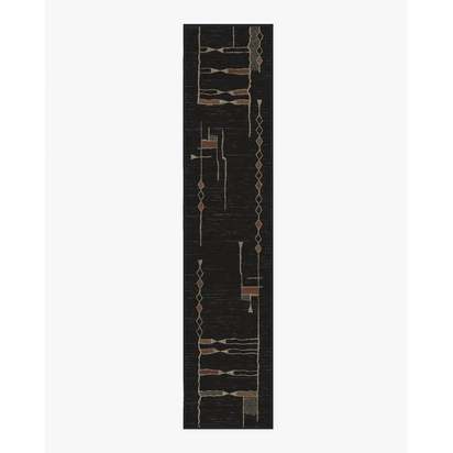 Nisa Ink Black Flatwoven Rug by Architectural Digest - 75 x 365 cm - Rug + Pad System