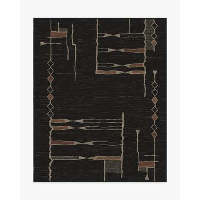 Nisa Ink Black Flatwoven Rug by Architectural Digest - 245 x 305 cm - Rug + Pad System