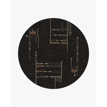 Nisa Ink Black Flatwoven Rug by Architectural Digest - 185 Round cm - Rug + Pad System