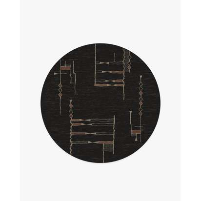 Nisa Ink Black Flatwoven Rug by Architectural Digest - 245 Round cm - Rug + Pad System