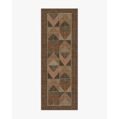 Ember Copper & Brown Flatwoven Rug - 75 x 215 cm - Rug + Pad System