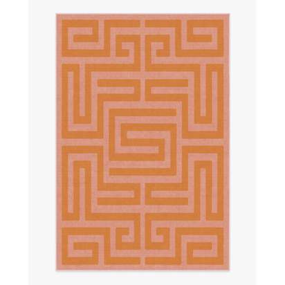 Maze Pink & Orange Flatwoven Rug - 185 x 275 cm - Rug + Pad System