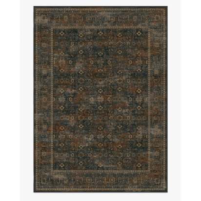 Ophelia Navy & Redwood Flatwoven Rug - 305 x 425 cm - Rug + Pad System