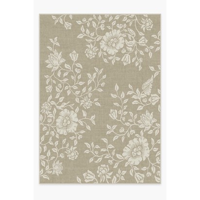 Mallow Flower Natural Stone Flatwoven Rug by Morris & Co. - 305 x 425 cm - Rug + Pad System