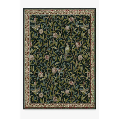Bird & Pomegranate Teal Green Flatwoven Rug by Morris & Co. - 305 x 425 cm - Rug + Pad System