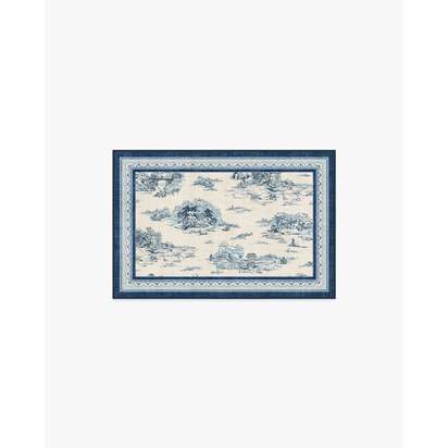 Provence Toile Delft Blue Flatwoven Rug - 60 x 90 cm - Rug + Pad System