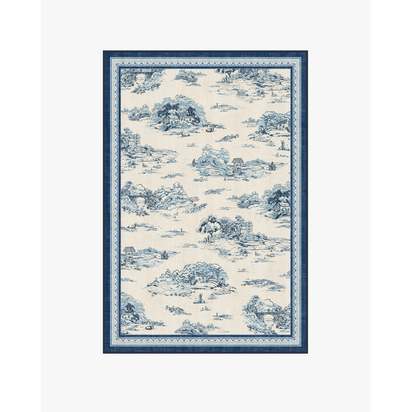 Provence Toile Delft Blue Flatwoven Rug - 120 x 185 cm - Rug + Pad System