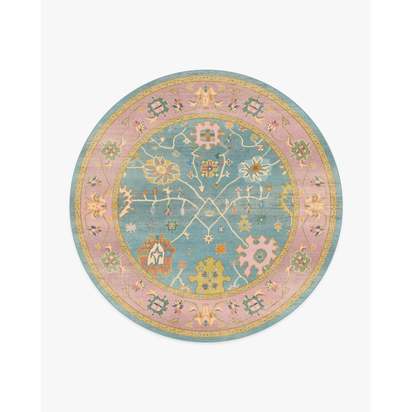 Jemima Multicolour Flatwoven Rug - 245 Round cm - Rug + Pad System
