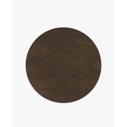 Nico Solid Dark Wood Flatwoven Rug - 185 Round cm - Rug + Pad System