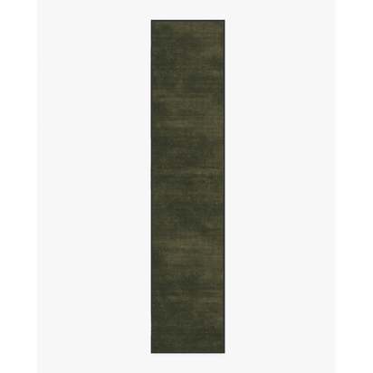 Nico Solid Olive Flatwoven Rug - 75 x 365 cm - Rug + Pad System