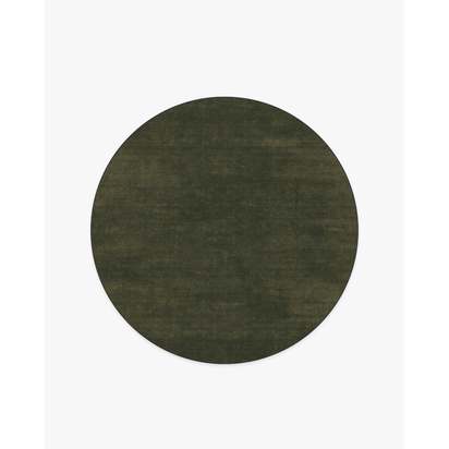 Nico Solid Olive Flatwoven Rug - 185 Round cm - Rug + Pad System