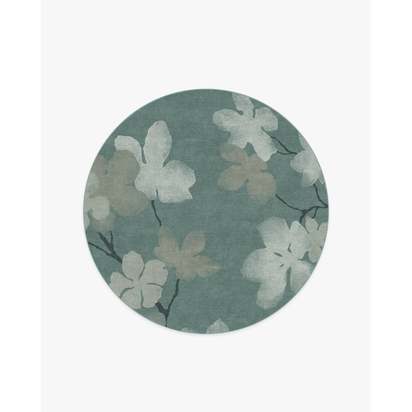 Magnolia Teal Flatwoven Rug - 185 Round cm - Rug + Pad System