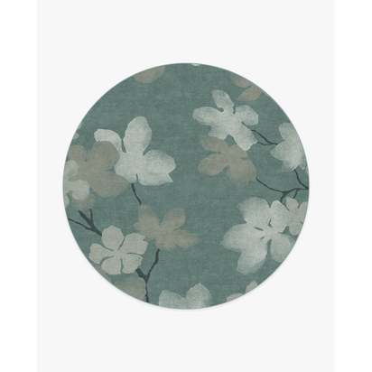 Magnolia Teal Flatwoven Rug - 245 Round cm - Rug + Pad System