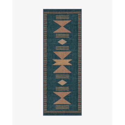 Lark Blue & Rose Flatwoven Rug - 75 x 215 cm - Rug + Pad System