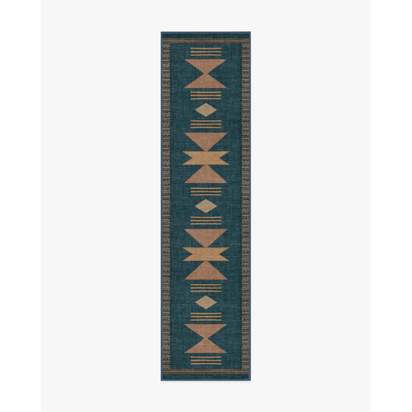 Lark Blue & Rose Flatwoven Rug - 75 x 305 cm - Rug + Pad System
