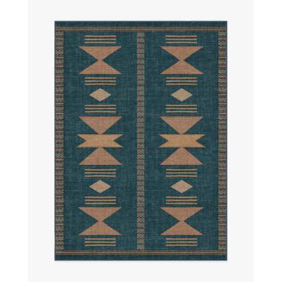 Lark Blue & Rose Flatwoven Rug - 150 x 215 cm - Rug + Pad System