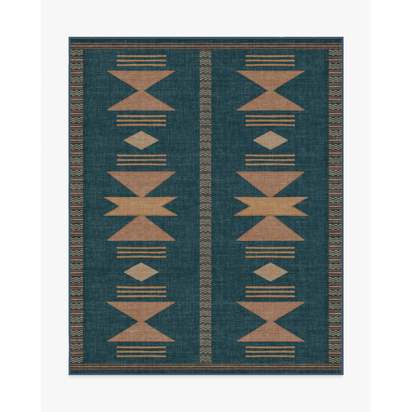 Lark Blue & Rose Flatwoven Rug - 245 x 305 cm - Rug + Pad System