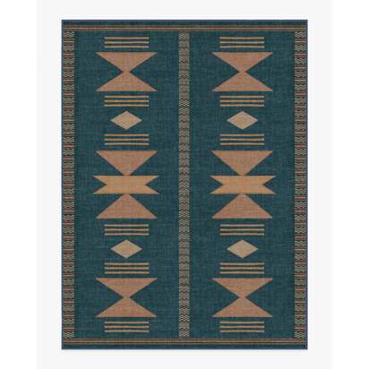 Lark Blue & Rose Flatwoven Rug - 275 x 365 cm - Rug + Pad System