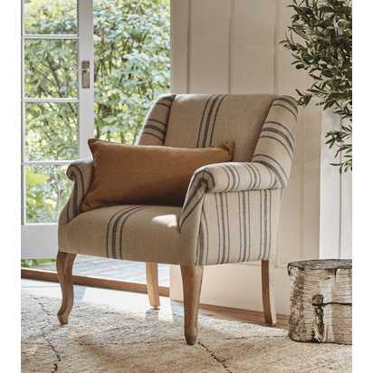 OKA, Polperro Armchair - Blue, Armchairs, Linen, Striped