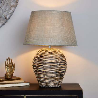 Lari Split Weave Wicker Table Lamp