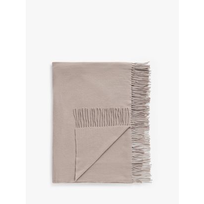 John Lewis Plain Merino Wool Throw Oatmeal | L190 x W140cm