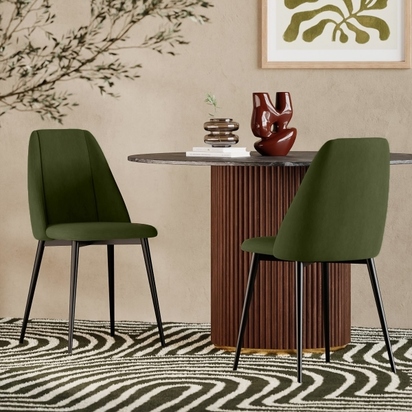 Marco Dining Chair, Olive Green Sustainable Velvet