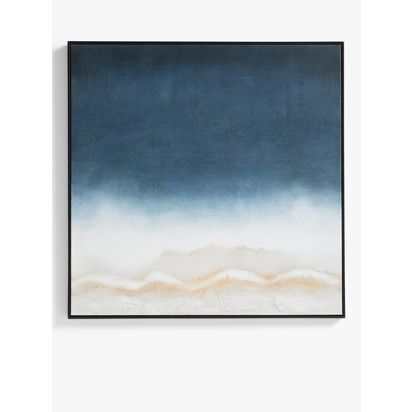 John Lewis 'Dark Skye' Abstract Framed Canvas, 100 x 100cm, Blue Blue | H100 x W100 x D4.5cm